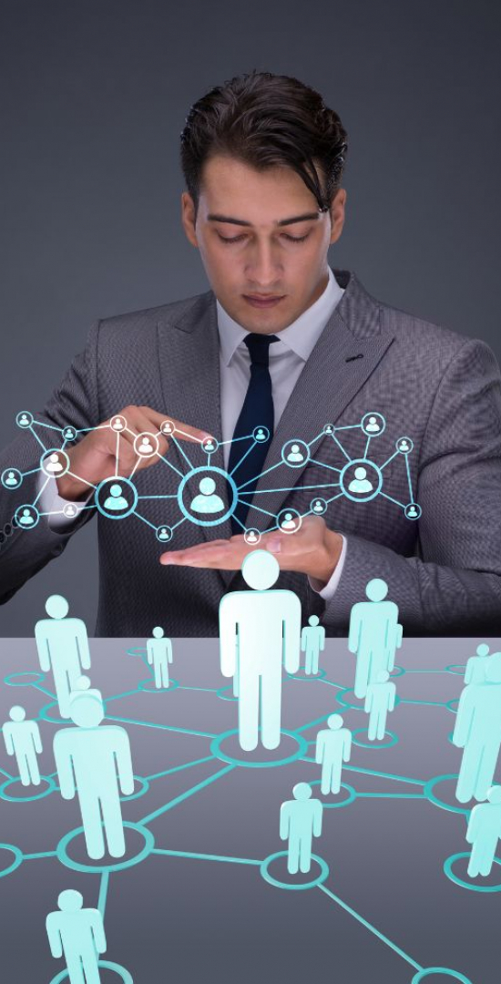 HR manager using an AI-driven employee engagement tool